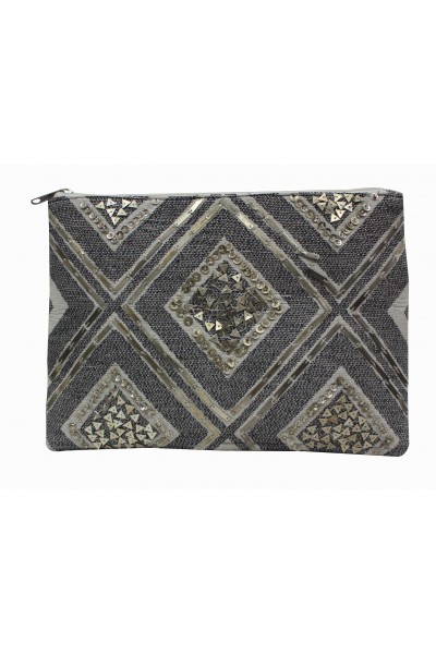 Silver embellished clutch